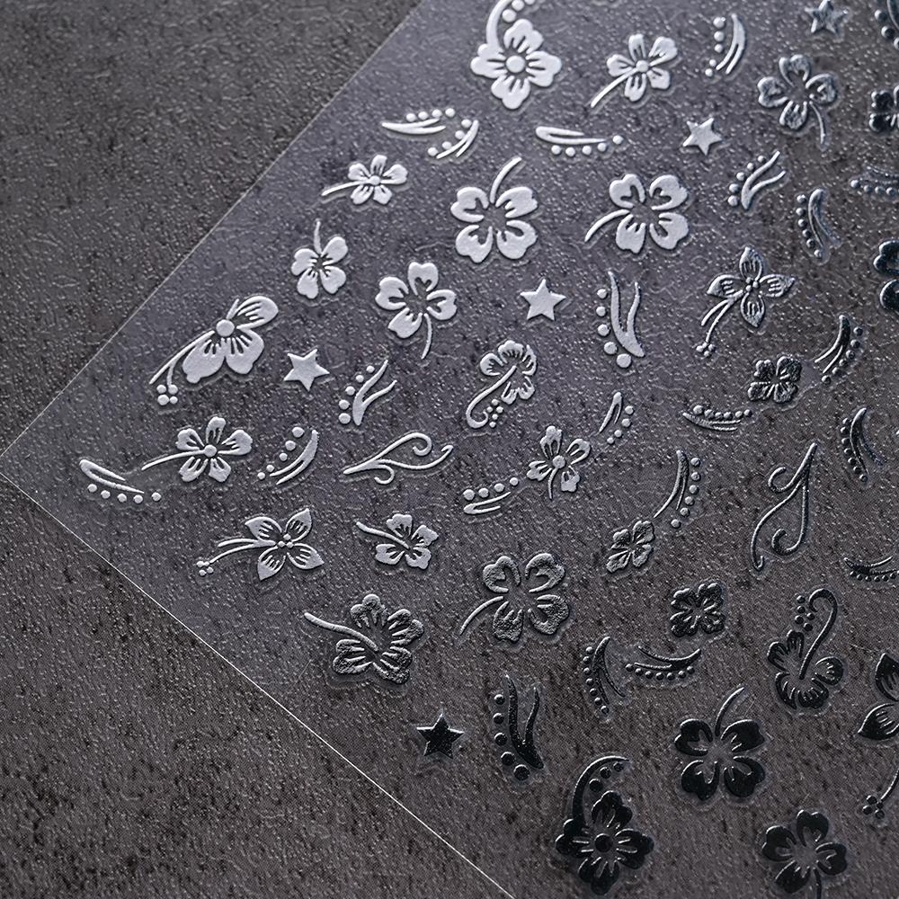 Cherry Blossom 3D Nail Stickers White Flower Petals Nail Art Decals Elegant Wedding Design Spring Sakura Manicure Slider Decor