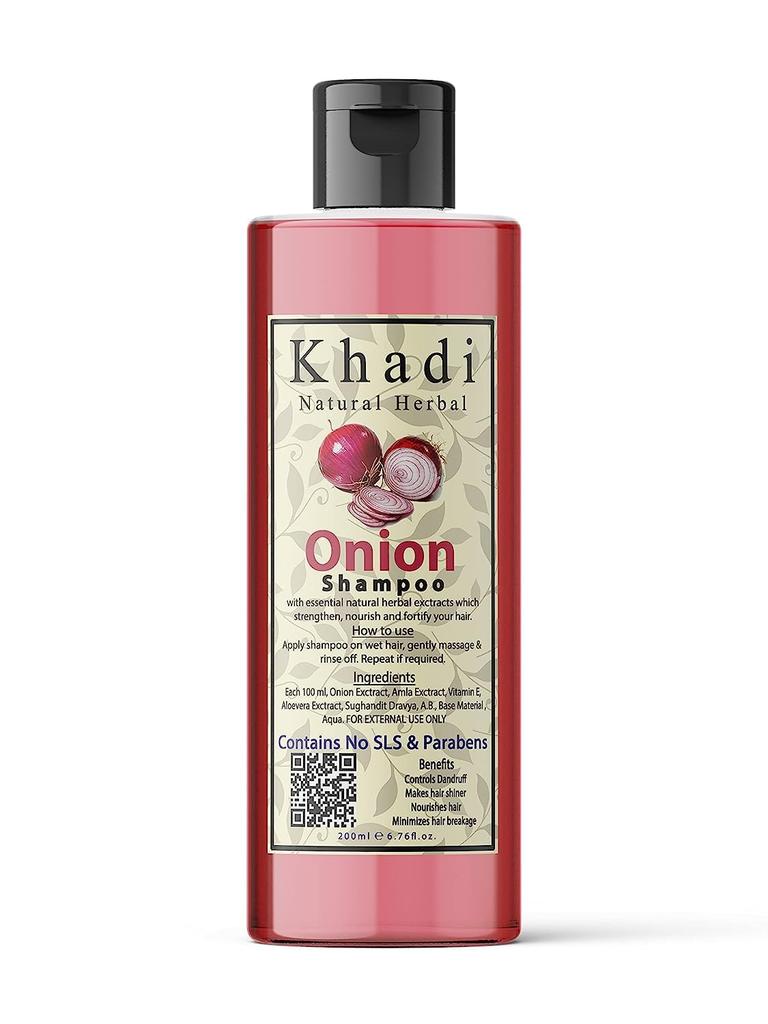 Khadi Natural Herbal Onion Shampoo For Hair Growth | Dandruff Hair Fall Control Shampoo With Amla, Aloevera And Vitamin E Extract Strength Hai