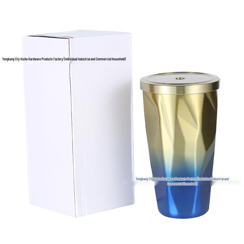 Gradient Double-Layer Insulated Straw Water Cup with Large Capacity