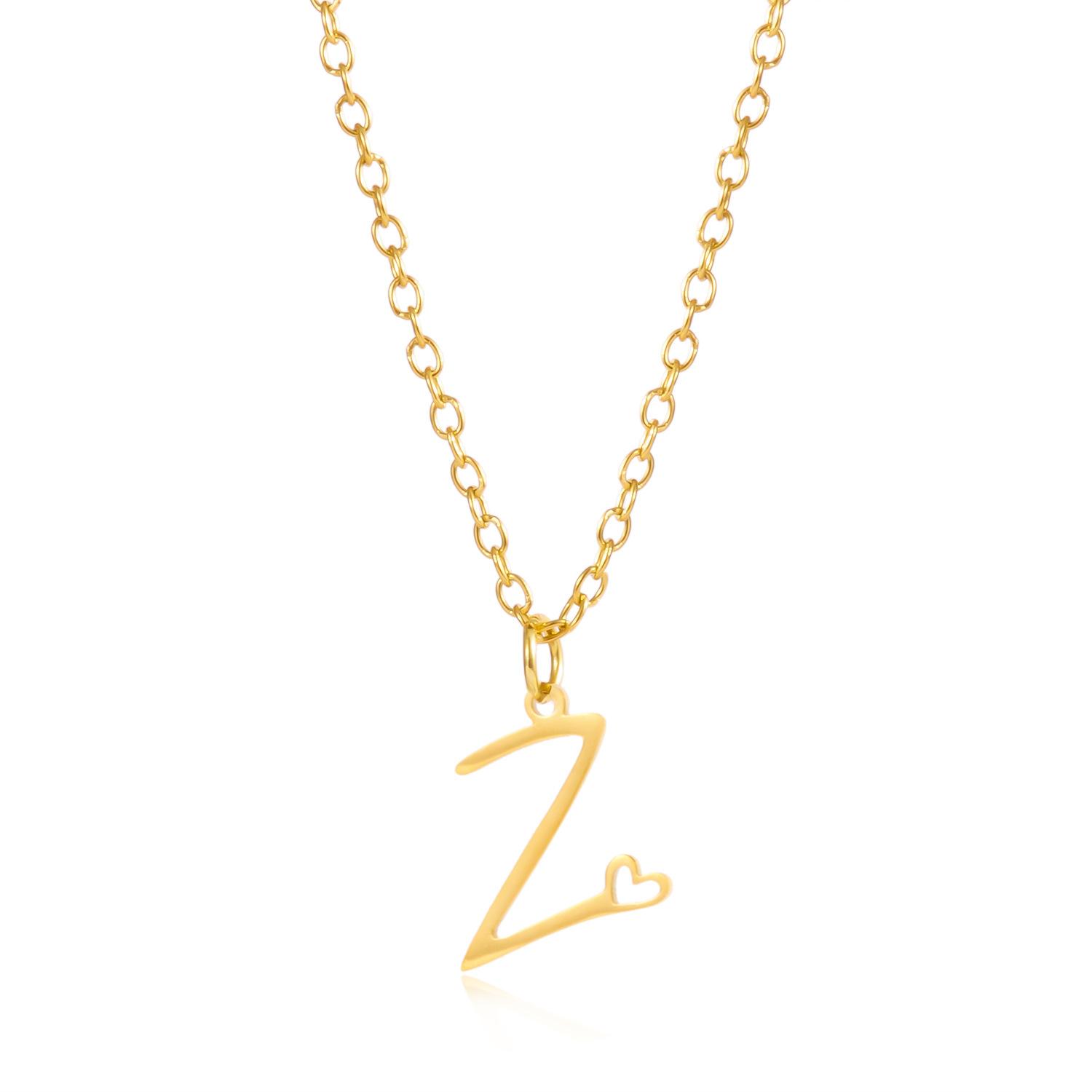 

CARLIDANA Go Party Fashion Jewelry A-Z 26 Letter Heart Pendant Waterproof Non Tarnish Gold Plated Stainless Steel Necklace Gold&40 and 5cm