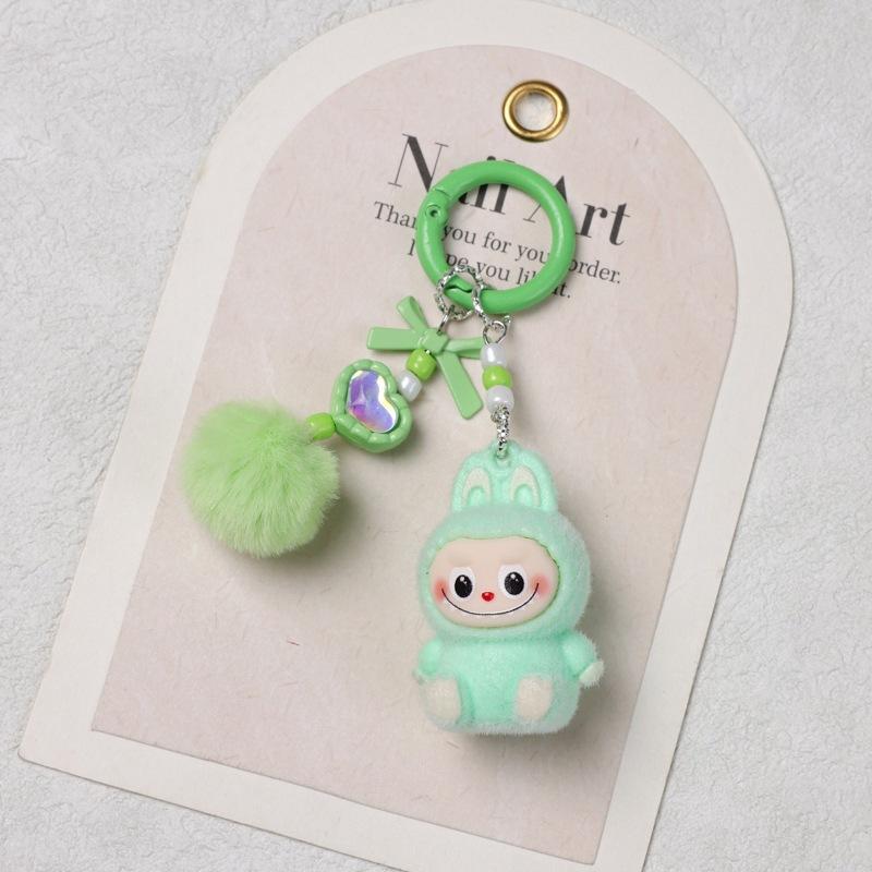 Doll Flocking Rabbit Student Lanyard Keychain Cute Bag Pendant Cute
