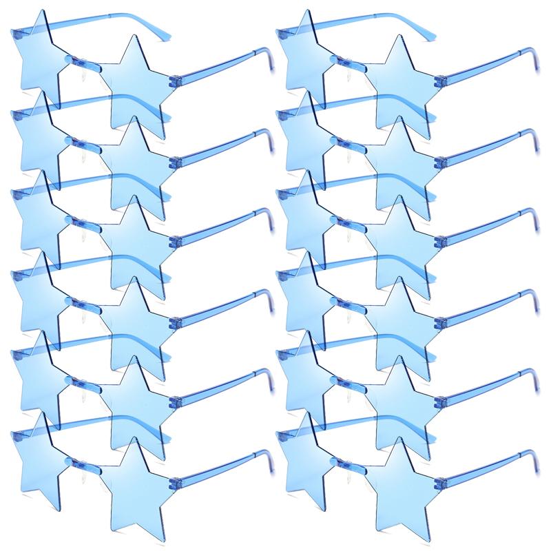 12/16 Pack Rimless Star Shaped Sunglasses New Fashion Candy Color Set Shades Women's Trendy Cute Party Props Sun Glasses