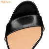 Fashion Black/Nude PU Belt Buckle Sandals Ankle Strap Shine Leather Stiletto High Heels Open Toe Women Fashion Sandals Summer New Shoes