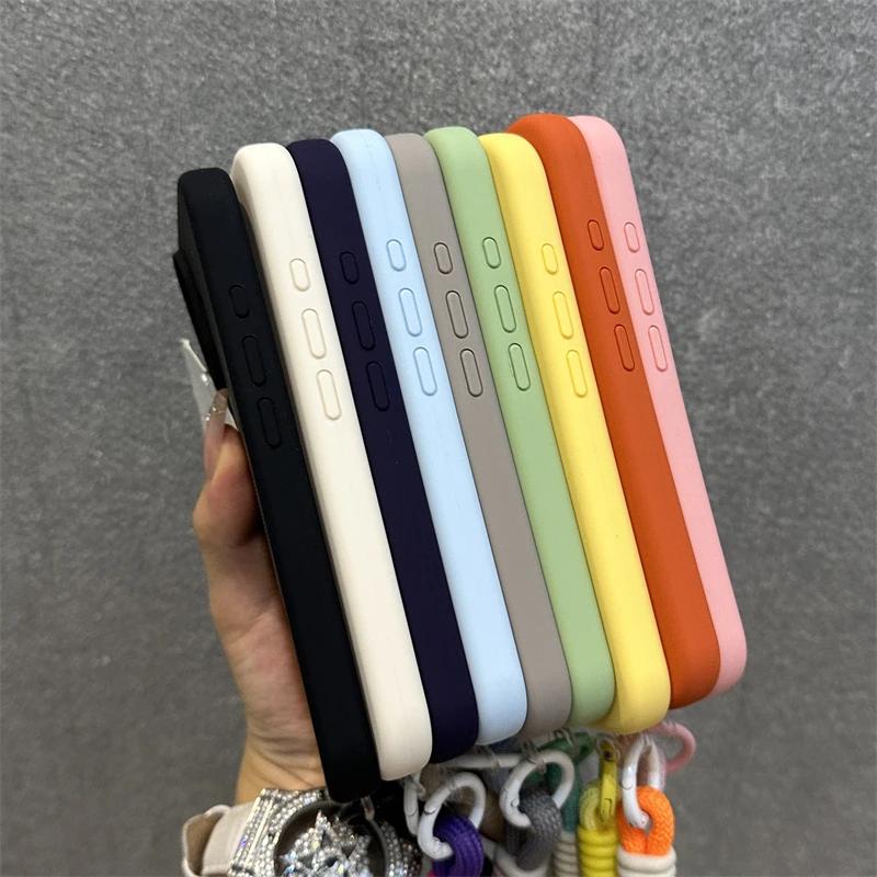 Wrist Strap Magnetic Phone Case For iPhone 17 15 14 11 12 13 16 Pro Max Air Liquid Silicone For Magsafe Lanyard Protector Cover