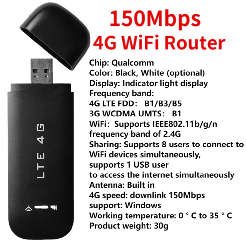 

4G LTE Wireless USB Dongle Mobile Broadband 150Mbps Modem Stick 4G Sim Card Wireless Router Home Office Wireless WiFi Adapter чорний