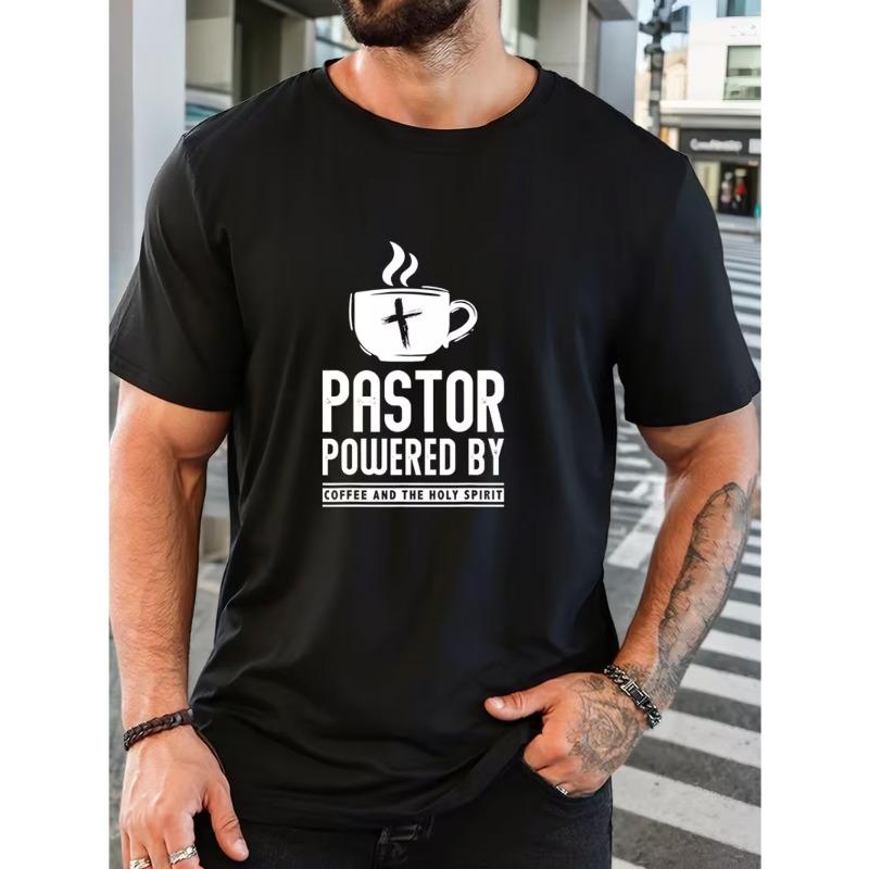 Men S Letter Pattern Summer Casual Round Neck Short T-Shirt S чёрный