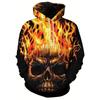 Sudadera con Capucha Estampado Completo 3D Calavera Horror para Hombre Fuego Lava Rayo Llama Streetwear Gótico Pullover