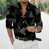 Stylish Men's Geometric Print Long-sleeve Shirt, Versatile for Daily Wear