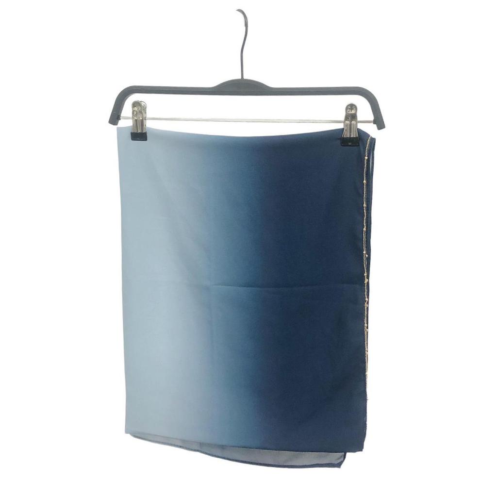 Gradient Pearl Chiffon Beaded Chain Long Scarf - Hui Muslim Malay Middle Eastern Headscarf