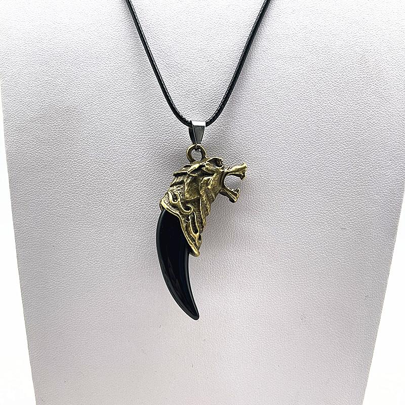 Fashion Brave Men's Pendant Necklace Vintage Bronze Wolf Tooth Alloy Pendant Necklace Fashion Choker Jewelry