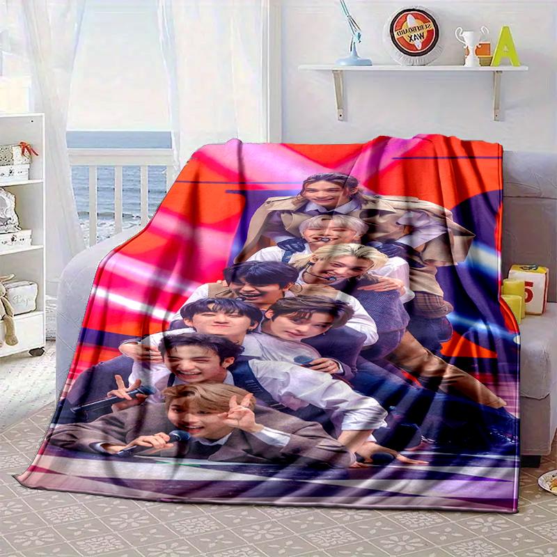 K-pop Group Poses Blanket Flannel Blanket for bed, sofa, Camping, Hiking, Picnic Essentials, gift for family Fan gifts