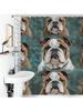 Funny English Bulldog Shower Curtain For Bathroom, Waterproof Shower Curtain With 12 Hooks, Modern Bath Curtains For Tub, Show