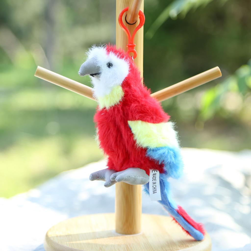 Macaw Simulated Plush Toys Cute Parrot Plushie Toy Stuffed Animal Plush Keychains Women's Handbag Pendants Kawaii Puppets