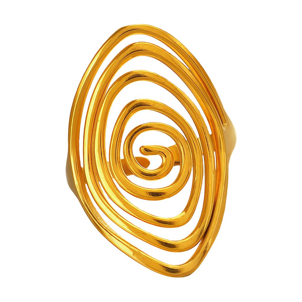 Modern Swirl Rotation Adjustable Open Ring Stainless Steel Fashion Open Vortex Ring Jewelry Comfortable Wear Daily