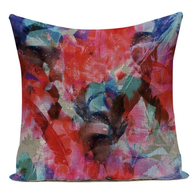 Decorative Throw Pillows Case Colorful 3D Plant Flowers Polyester Sofa Home Living Room Decoration Pillow Cushion Cover