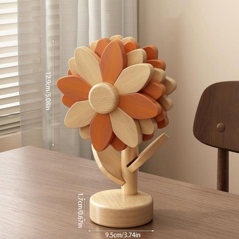 5-Piece Wooden Trivet Set with Flower Forms and Vertical Storage for Family Meals, Gatherings, and Dining Table Presentation