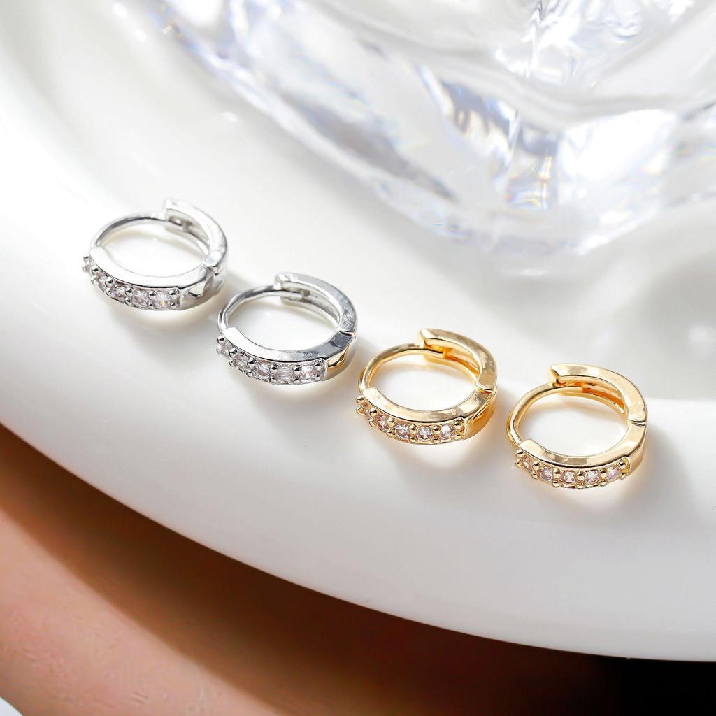Minimalist Geometric Zircon Hoop Earrings: Japanese-Korean Fashion Ear Cuffs & Studs