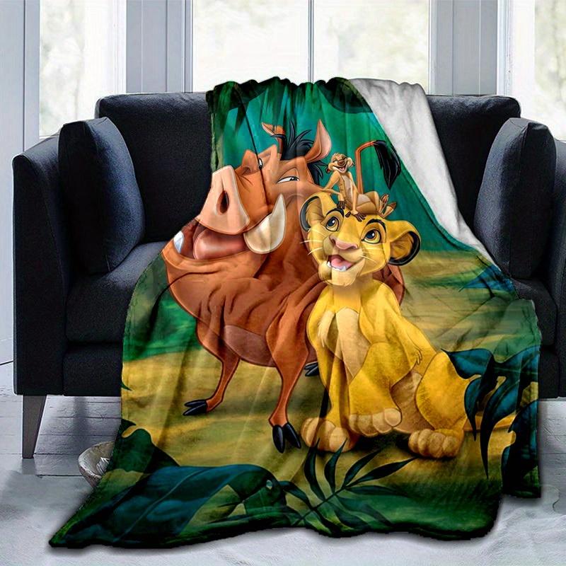 1pc. Cartoon Lion King Simba Timon Pumbaa Blanket, Home Decor Gift for All Seasons,Soft Flannel Throw Blanket, Versatile & Cozy for Bedroom,
