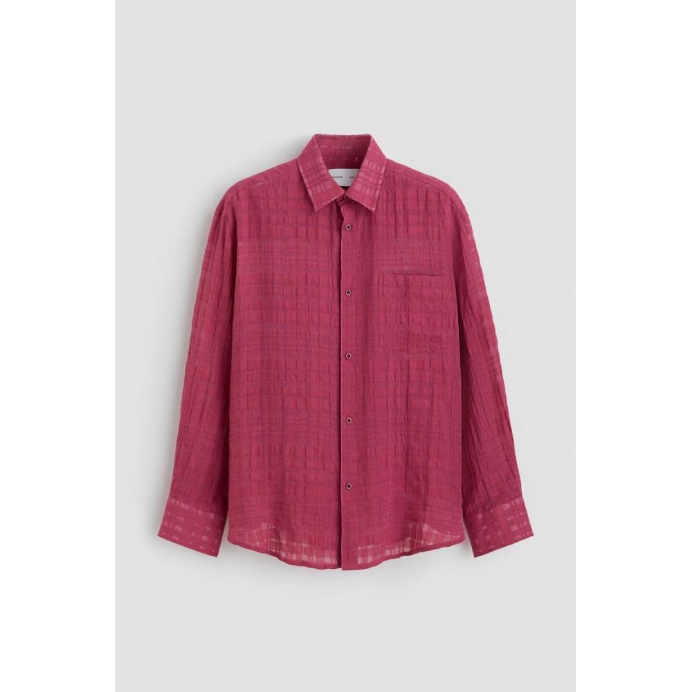 H M Linen Blend sHirt cHerry Color