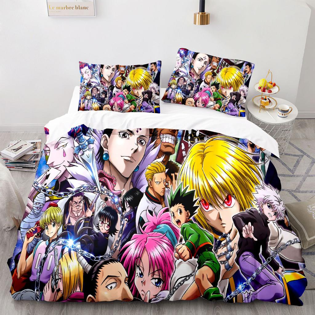 Hunters Killua Gon Freecss Duvet Cover Pillowcase Hunter Hunter Bedding Set Adult Bedroom Decoration Single Double Large Size