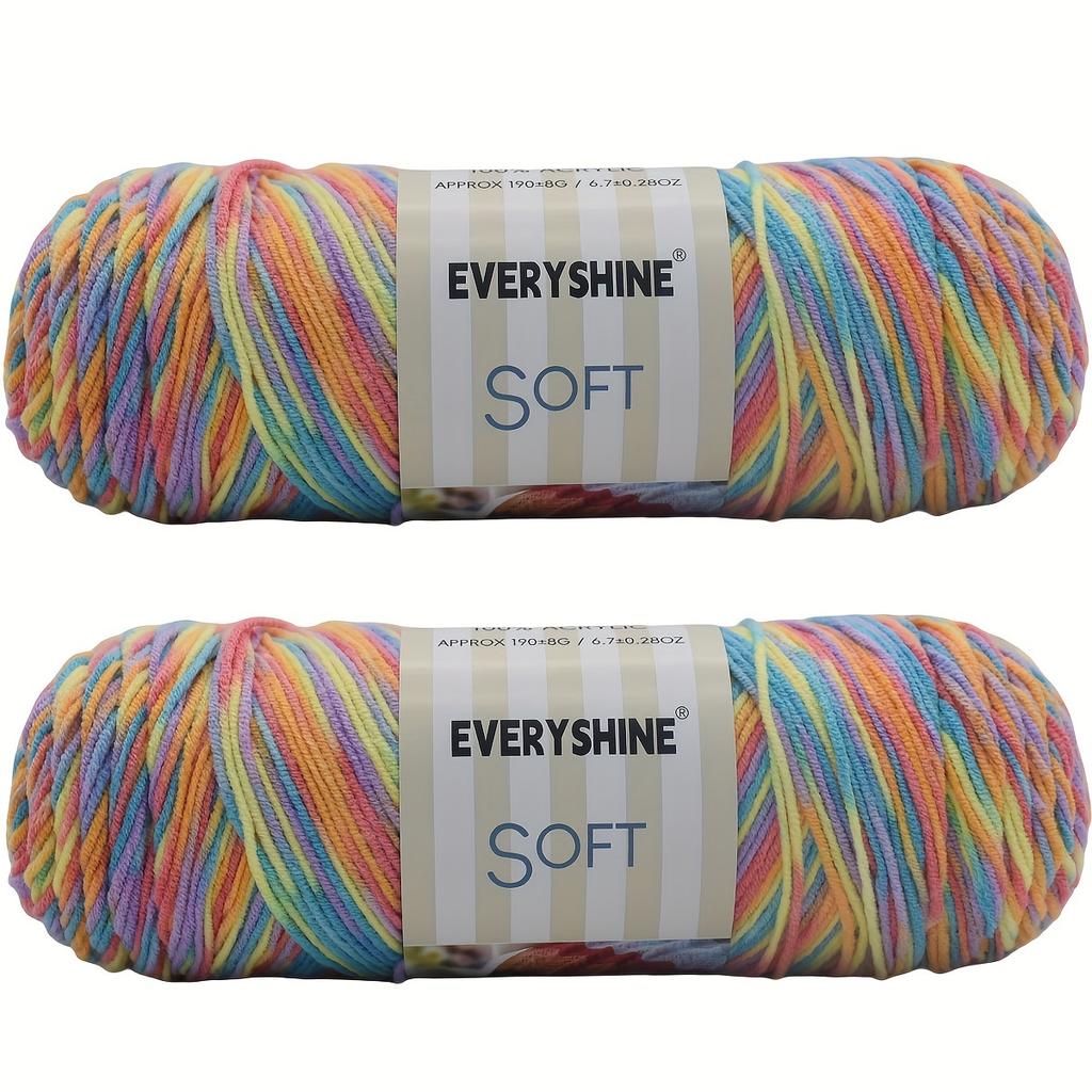 Soft Acrylic Yarn 2-Pack 190 g/pc 5Ply Medium Weight  Multicolor Yarn for Knitting, Crochet & Crafts - Ideal for Sweaters
