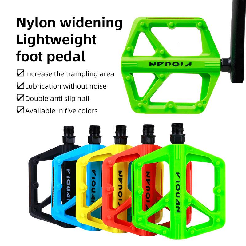 Bike Pedals Nylon Bearing 9/16" Non-Slip Flat Pedals Lightweight Wide Flat Platform Cycling Pedals for BMX Road MTB E-Bike