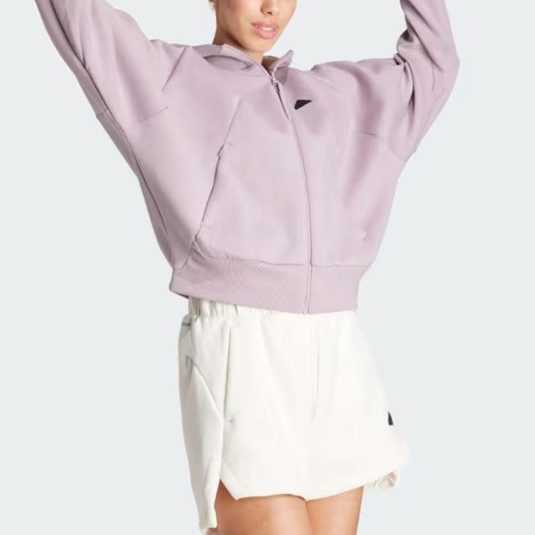 New Adidas Z.N.E. Full Zip Hoodie Sweatshirt Women's Light Purple IS3934