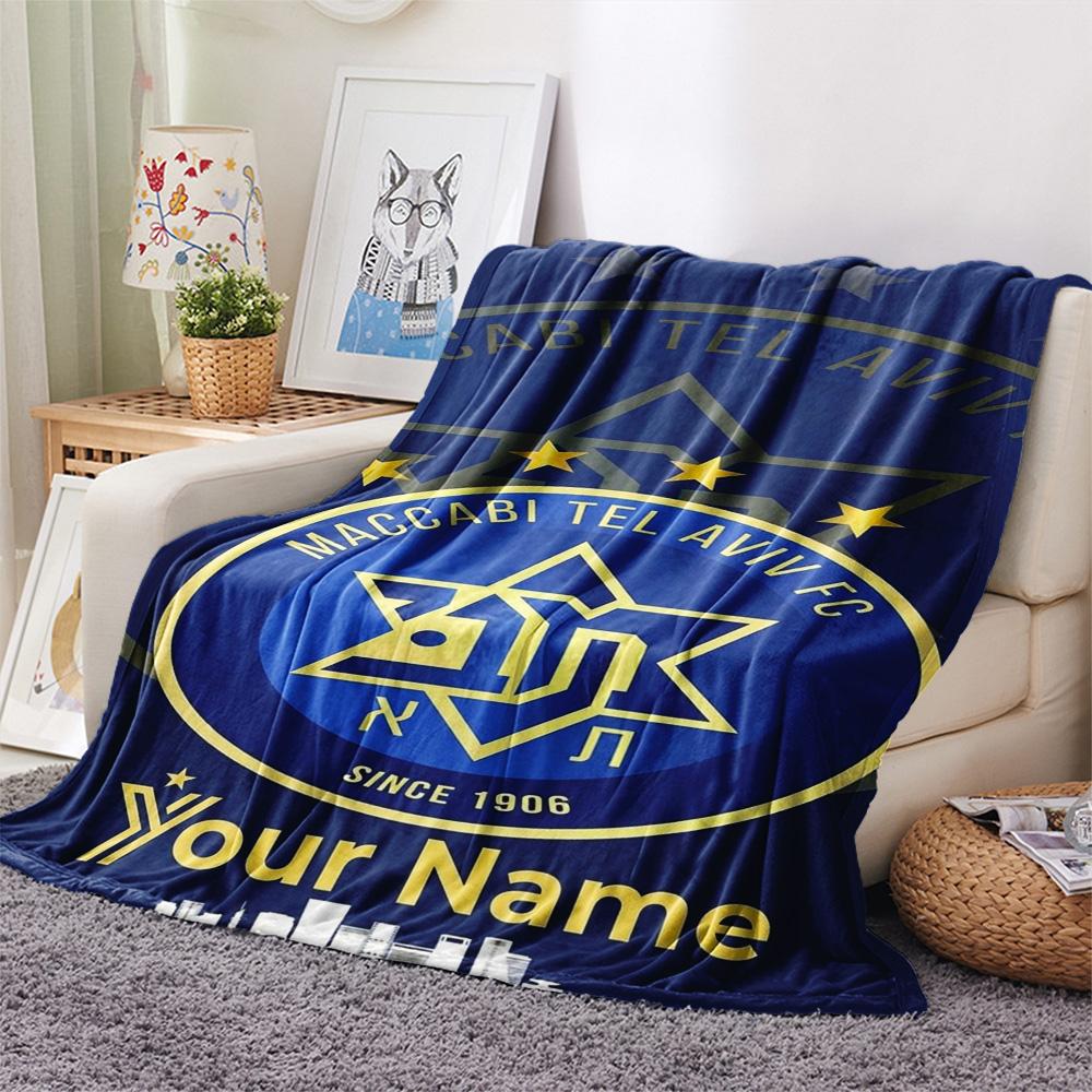 1 Stück Maccabi Fanartikel Benutzerdefinierter Name Gemustert Flanelldecke Geeignet Für Alle Jahreszeiten Für Heimdekoration Wärme Und Komfort Geschenke Feiertagsgeschenk