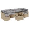 Ensemble de Canapé de Jardin 8 Pièces avec Coussins Beige Rattan Poly, Canapé de Jardin 2 Places avec Coussins Beige Rattan 3348776