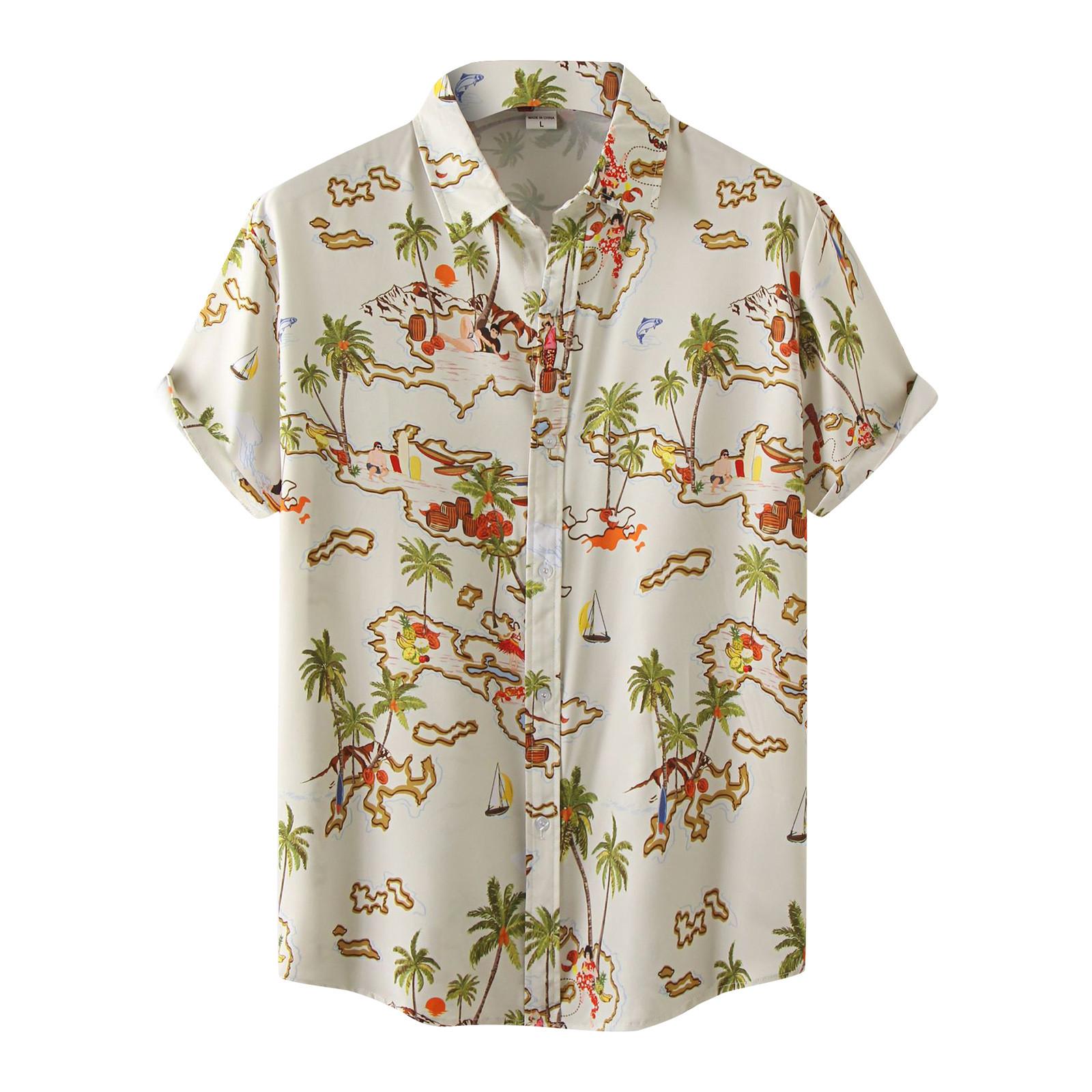 

Мужская модная тонкая повседневная рубашка с короткими рукавами, молодежная рубашка, мужская рубашка с цветочным принтом XXXL