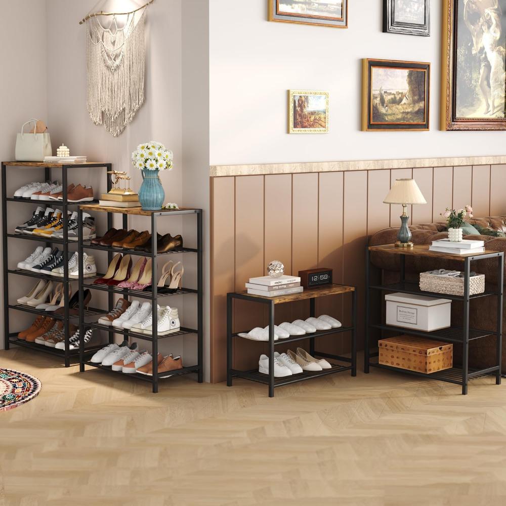 4-Tier Shoe Rack Organizer, Shoe Tower for Closet, Shoe Storage Shelf with MDF Top Board, Each Tier Fits 3 Pairs of Shoes