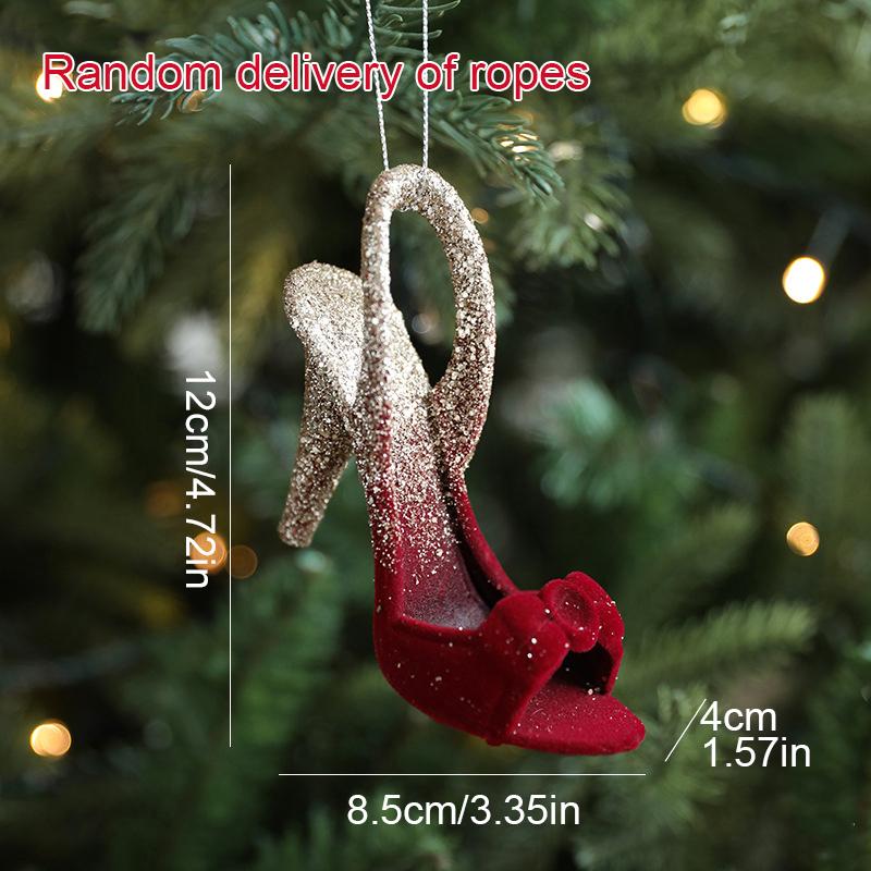 

Red Flocking Star Elk Shape Hanging Pendant With Shinny White Snow Decor On For Christmas Tree Ornaments New Year Party Gift