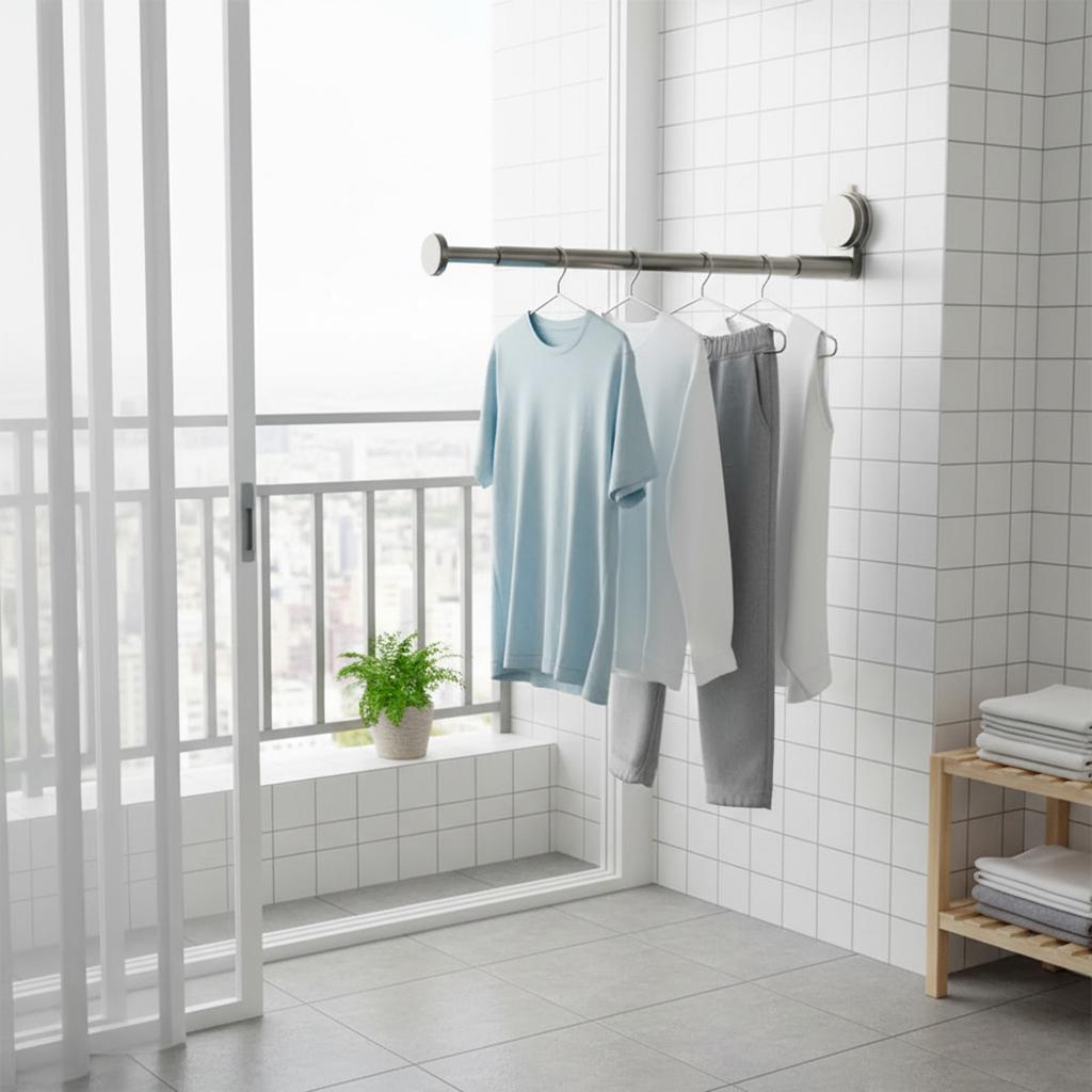 Saugnapf Wandhaken für Kleidung Verstellbarer Teleskop-Kleiderbügel Bohrloser Hänge-Organizer für Badezimmer Balkon Lagerung