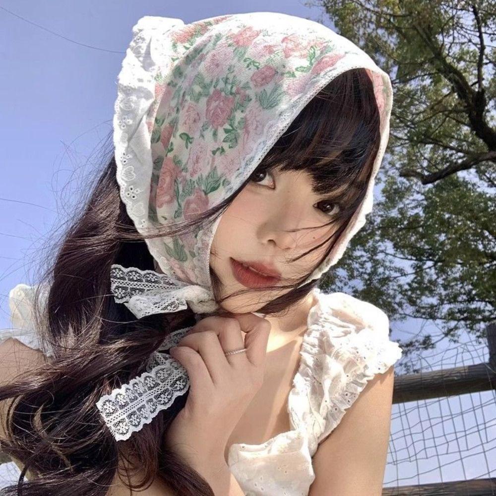 Breathable Women Triangle Headscarf Sun Protection Headscarf New Tie Straps Turban  Summer