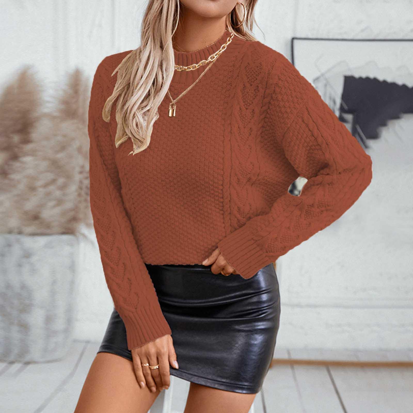 

Women s Cozy Pure Color Knit Sweater | Half High Neck | Loose Fit | Mens Dress Half Zip Pullover 5xl Mens Pullover Knit Sweater XL brick червоний колір