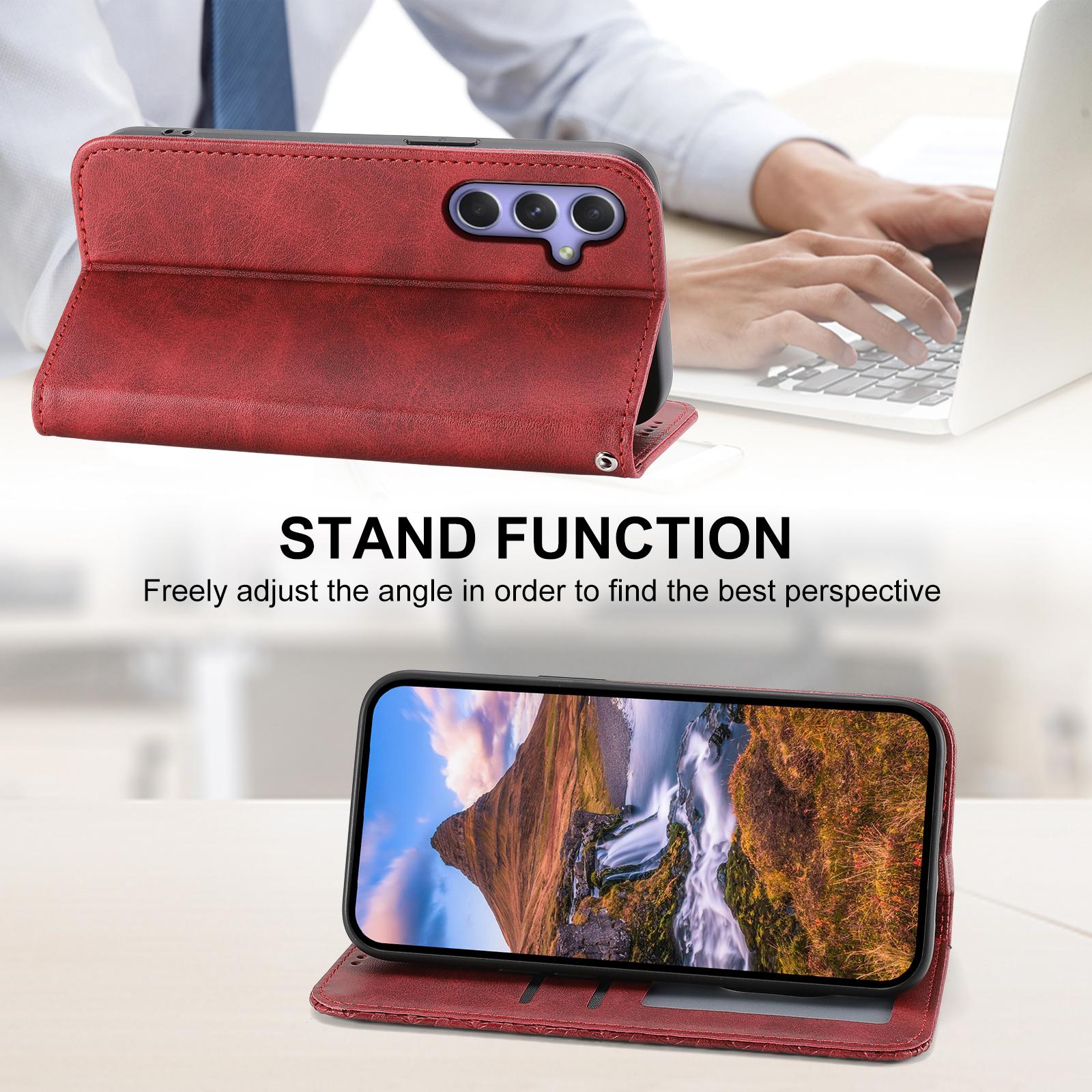 

For Samsung Galaxy A55 5G Case Leather Phone Cover Wallet Rhombus Imprinted Blue