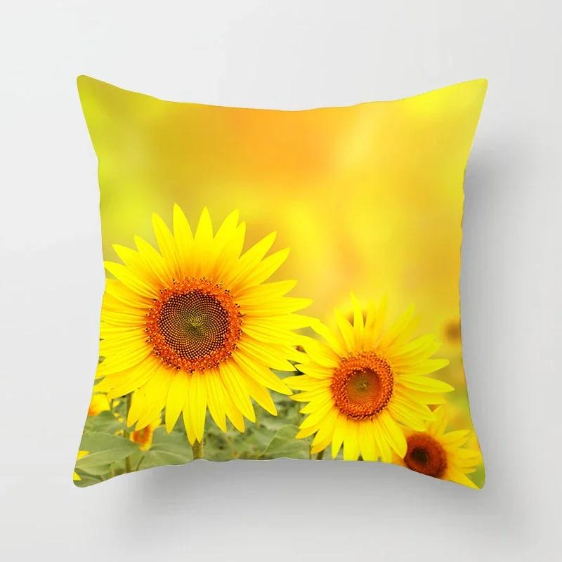 Kissenbezug mit Sonnenblumen-Druck Sofa Heim Dekoratives Kissen s Druckbezug Prachtvolle Blume Pflanze