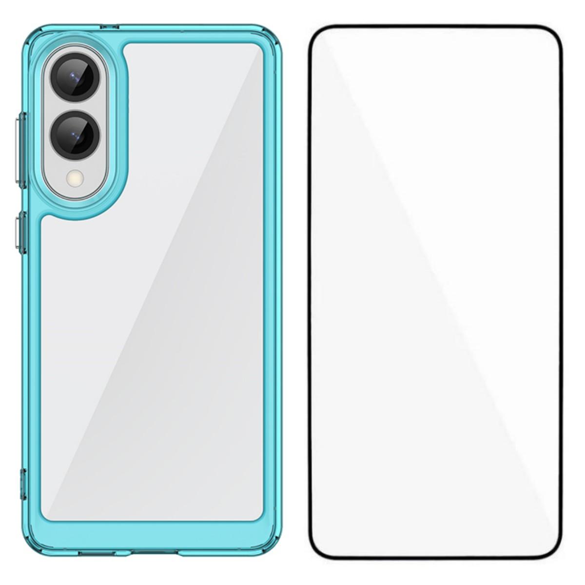 

Чехол для телефона Samsung Galaxy S25 Edge WANLONFENG Серии XC ТПУ Акриловая крышка с закаленным стеклом (Большое отверстие для линзы) Transparent Blue