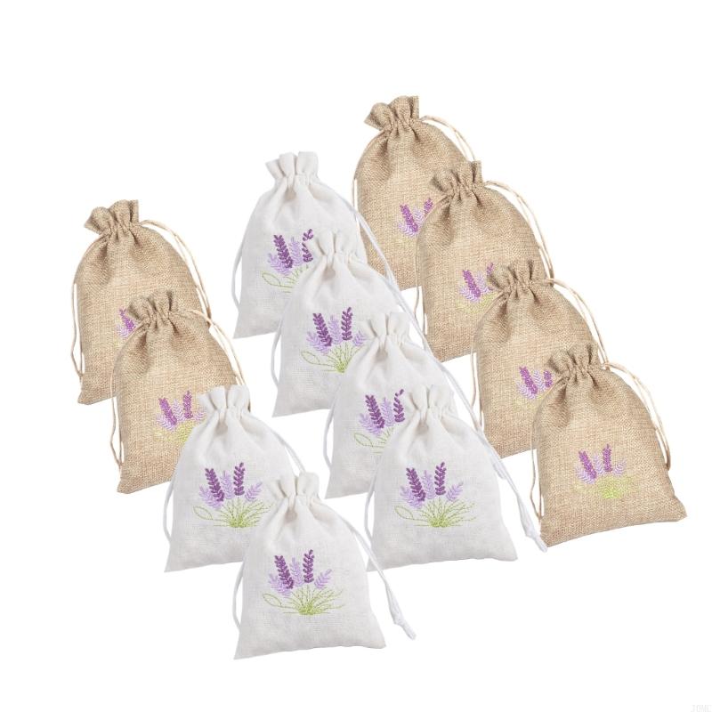 Pack of 12 Empty Lavenders Sachets Small Cotton Linen Drawstring Bags for Filling Spices Stylish Gifts Wrapping Pouches