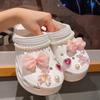 1Set Fashion Pearl Shoes Chain Advanced Shoe Decorations Pearl Bow Shoe Charms Set DIY Detachable Buckle Shoes Accessories