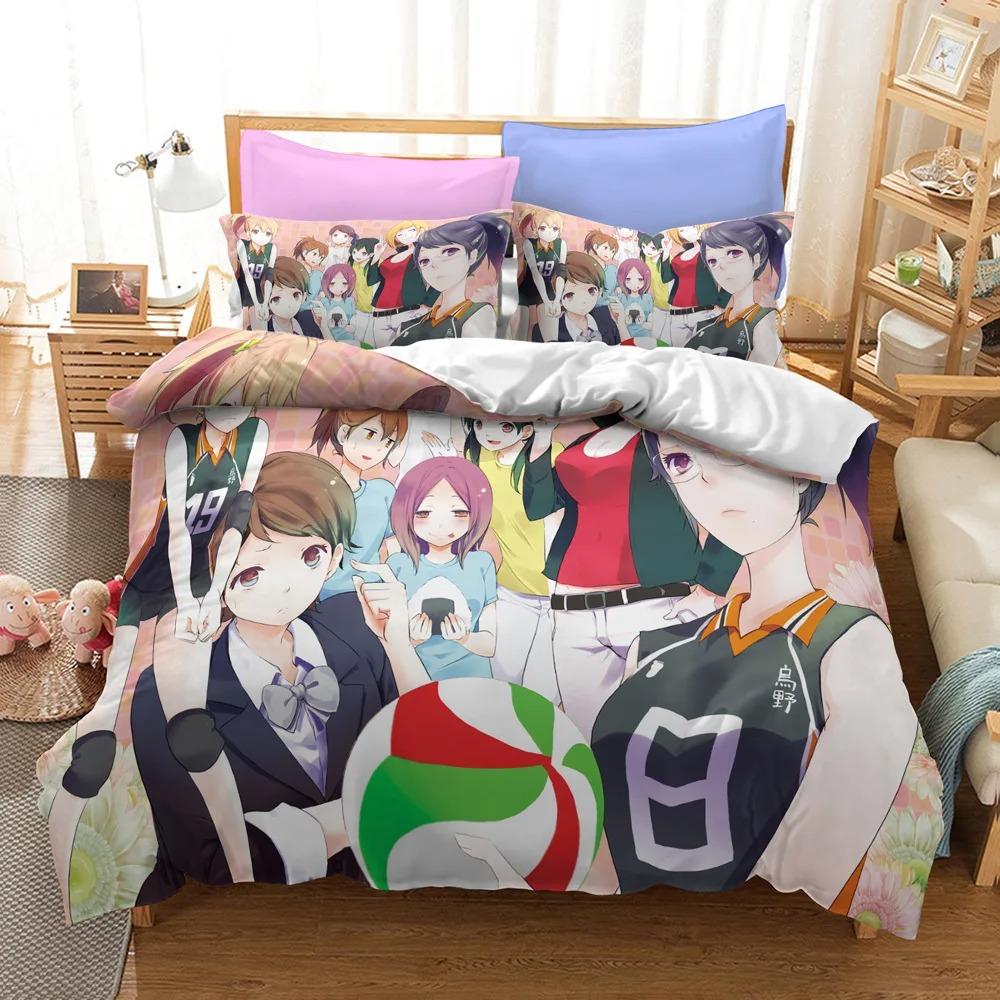 Haikyuu-Bettwäsche-Sets, Anime-Bettbezug, Volleyball, Anime, Bettbezug, Kissenbezug, Einzelbett, Doppelbett, Vollbezug für Kinder und Jugendliche, Shoyo Hinata