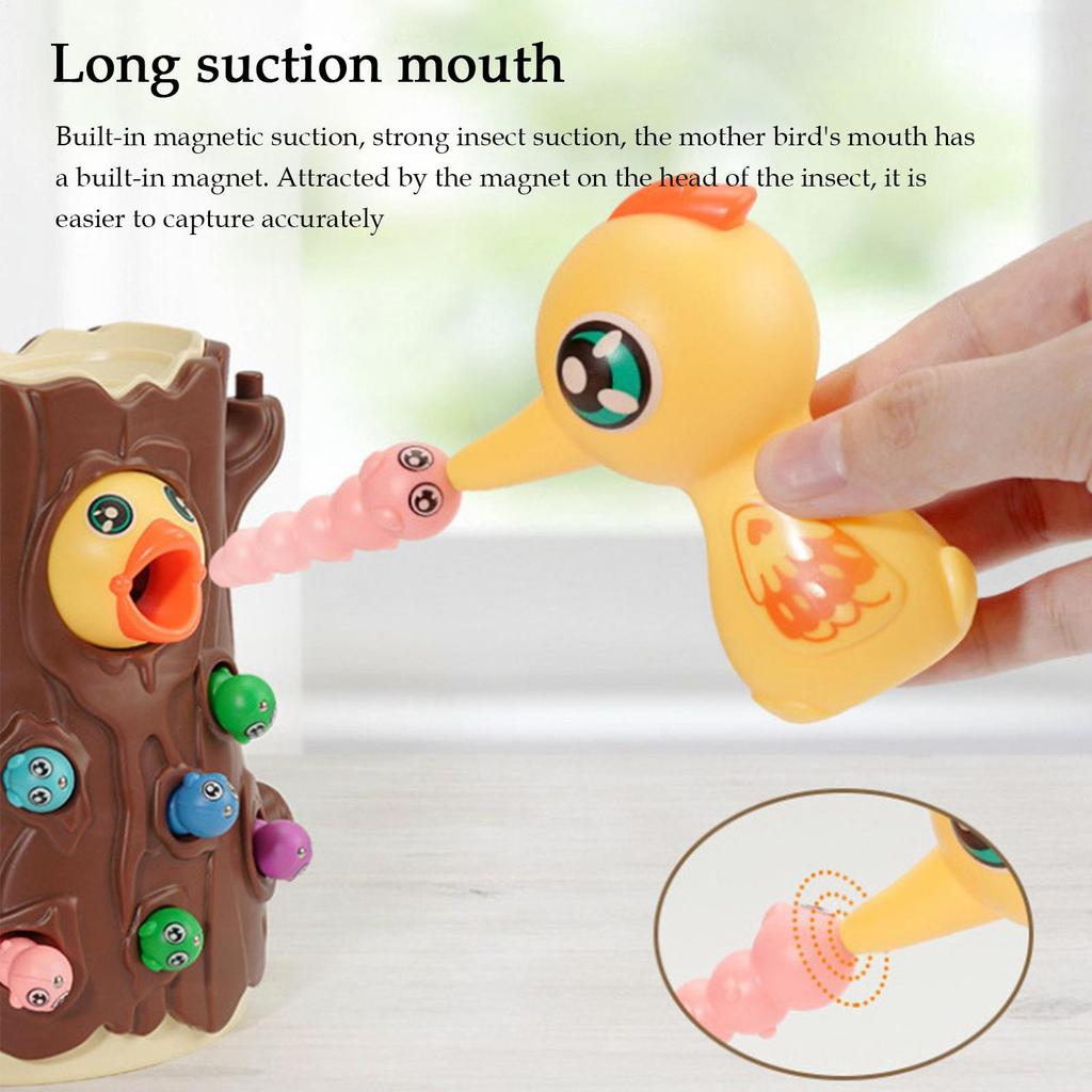 Toddler Woodpecker Catch Worm Toy Magnetic Bird Feeding Game Sensor Montessori Development Fine Motor Skill Toys for Kid Gift