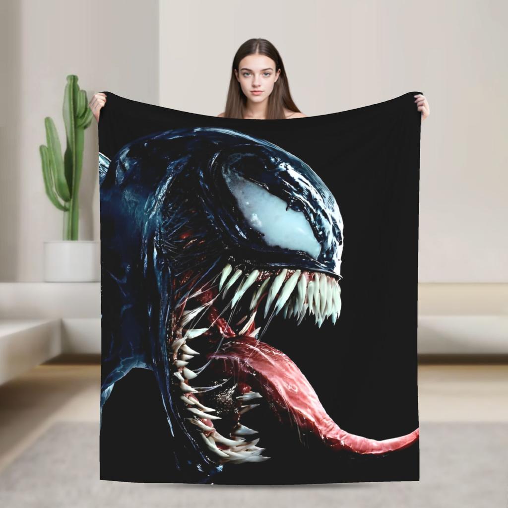 Venom cartoon Blanket Travel Office Flannel Throw Blanket For Couch Chair Sofa Bed Soft Design Quality Bedspread Gift