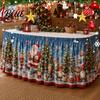 Elastic Edge Table Skirt Christmas Skirt Santa Claus Elk Prints Edge Dining Decor Xmas Party Decorations Elf Tree Festive for Home Holiday