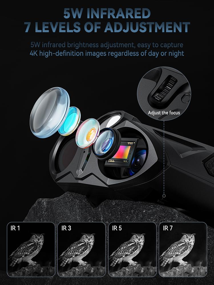 4K Infrared Night Visions Binoculars 10X Digital Zoom Outdoor HD Telescope Camera 5000mAh Rechargeable Hunting Camera for Adults