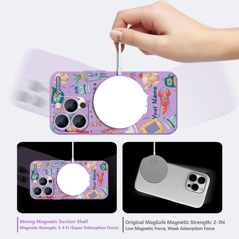 Magnetic For Magsafe Case For iPhone 17 Pro Max Cartoon Graffiti Travel Label Print Soft Silicone Phone Cover For iPhone 16 15 14 13 Pro Max 16e 17e