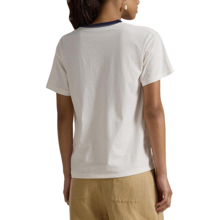 Polo Ralph Lauren Vzor s potiskem písmen Kulatý výstřih Krátký rukáv Tričko Dámské Tričko Bílá 211941205-001