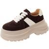 Frosted leather platform muffin shoes women's autumn new versatile fashion casual height-increasing sports shoes