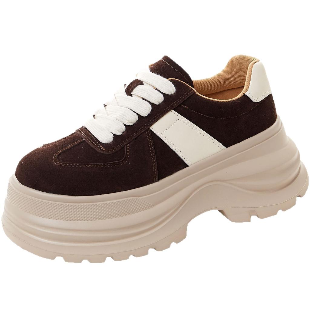 Frosted leather platform muffin shoes women's autumn new versatile fashion casual height-increasing sports shoes