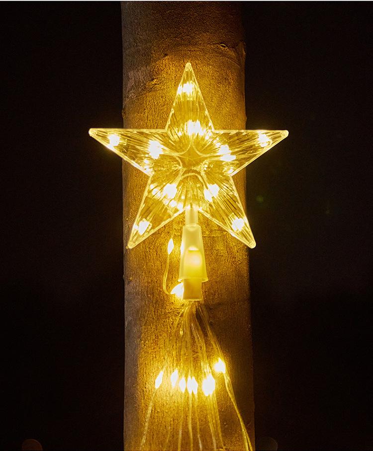 Pentagram LED Waterfall Tail Lights: Decorative Leather Wire Star String Lights for Christmas & Holiday Courtyard Decor.